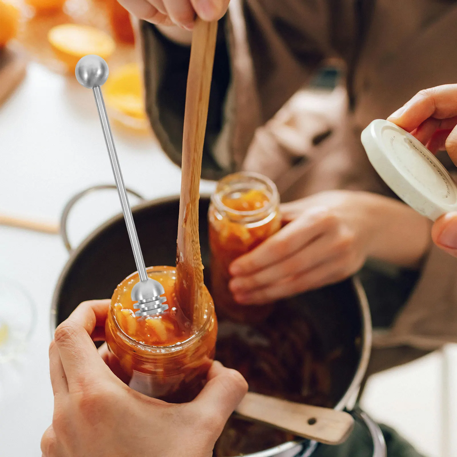 

2Pcs Stainless Steel Honey Mixing Spoon Honey Stirrer Straight Handle Jam Spoon Coffee Tea Accessories Reusable