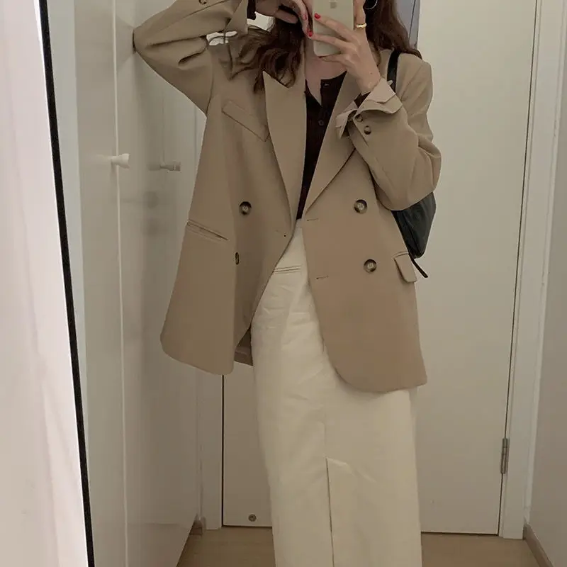 Women'S Cropped Coat New In External Clothes Crop Blazer Woman Girlish Good-Looking Girly Heart-Breasted Breast Three-Quarters