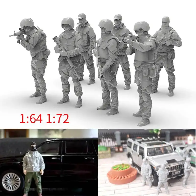 

1:64 1:72 миниатюрная модель специального солдата, неокрашенная смола, игрушки для людей спецназа-изготовление моделей своими руками/Макет песочного стола/Дерирама