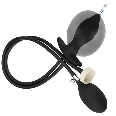 Silicone Inflatable Enema Anal Plug - Expandable Butt Plug with Pump for Anal Cleaning & Douche Play