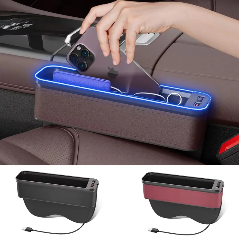 

Car Interior LED 7-Color Atmosphere Light Sewn Chair Storage Box For Lexus IS LS LX Auto Universal USB Storage Box Accessories