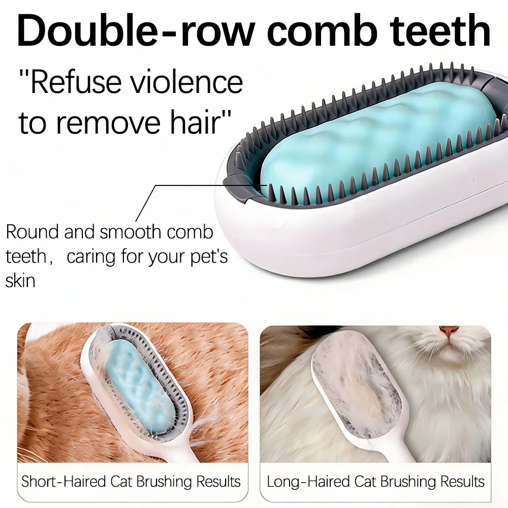 Cat Dog Soft Silicone Deshedding Massage Brush with Water Tank Wipe Long Hair Remover Self-Cleaning Grooming Comb Pet Supplies