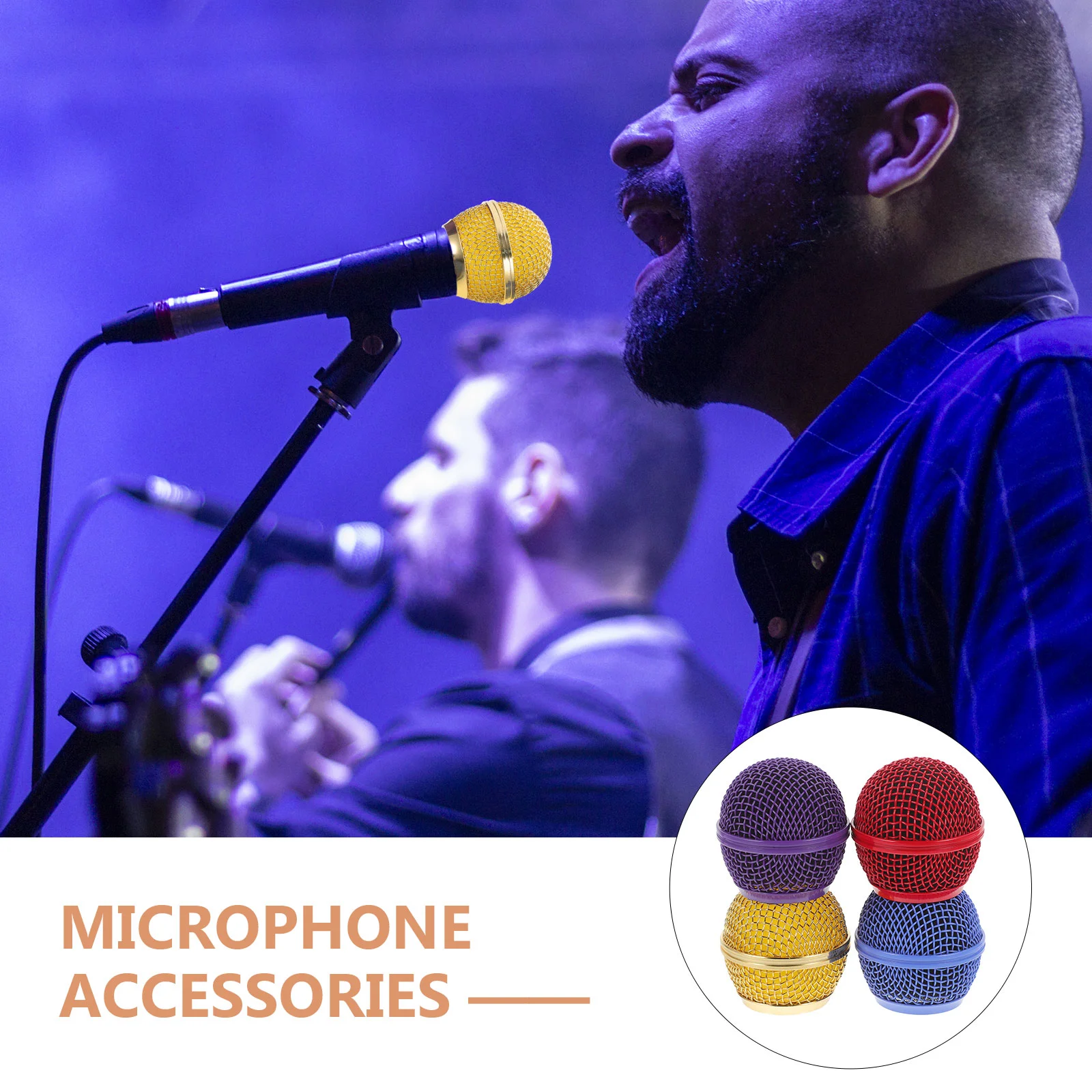 4 Pcs Accessories Colored Microphone Grille Muff Metal Mics for Music Recording