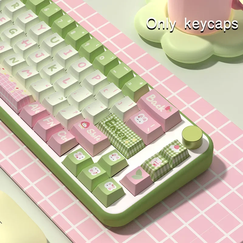 Strawberry Milk Bunny Keycap Original Factory Made High Pbt Material Heat Sublimation Personalized Customized Mechanical Keycap