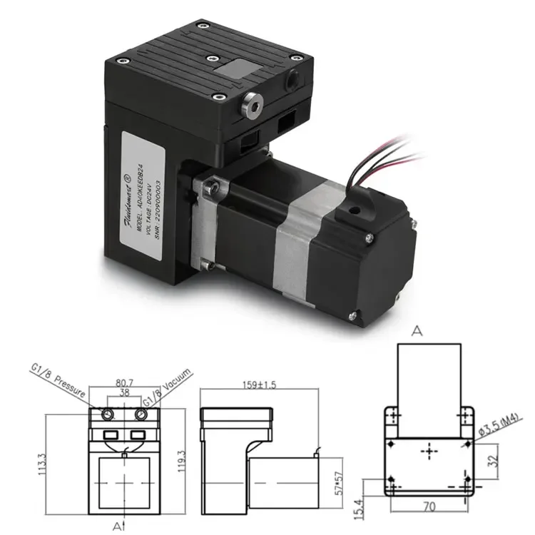 Electric mini Vacuum Pump Micro Self-priming Pump 40 LPM Anti-corrosion PTFE Silent Brushless Micro Air Pump