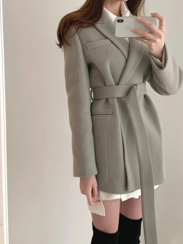 

Шикарный шерстяной костюм Jaet, женское пальто средней длины, модная верхняя одежда на хлопковой подкладке, свободный крой, длинный све, однотонный цвет