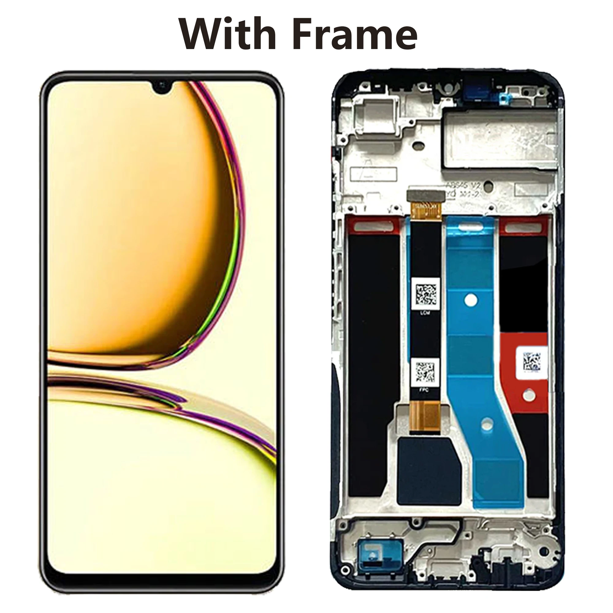 Original For Realme C51 Full With Frame RMX3830 LCD Display Replacement Digitizer Assembly Repair  Tounch Screen Parts