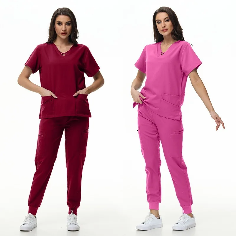 Top Quality Hospital Uniform Nurse Dustproof Suits High-end Fabric Clinical Clothing 4-side Stretch Medical Scrub Set LWM012-01