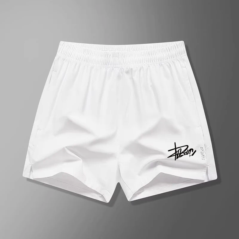 

Белые шорты из ледяного шелка для мужчин и женщин, летние спортивные быстросохнущие бриджи для бега и тренировок, большие размеры