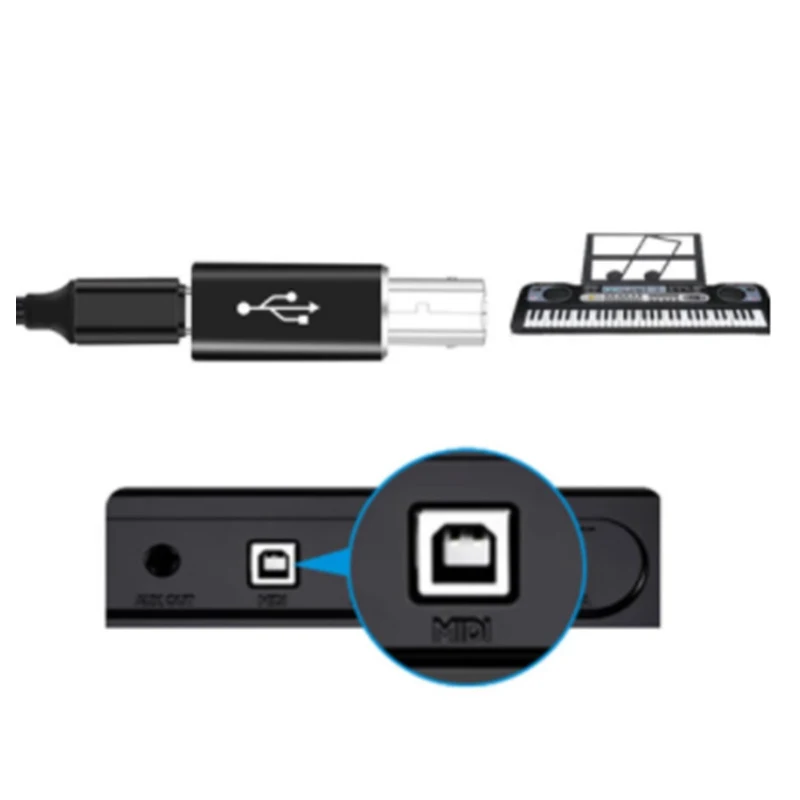Drucker kabel konverter Typ C Buchse zu USB B Stecker Adapter E-Piano-Instrumente Midi verlängern Kabelst ecker für Tablet-Laptop – Detail 8