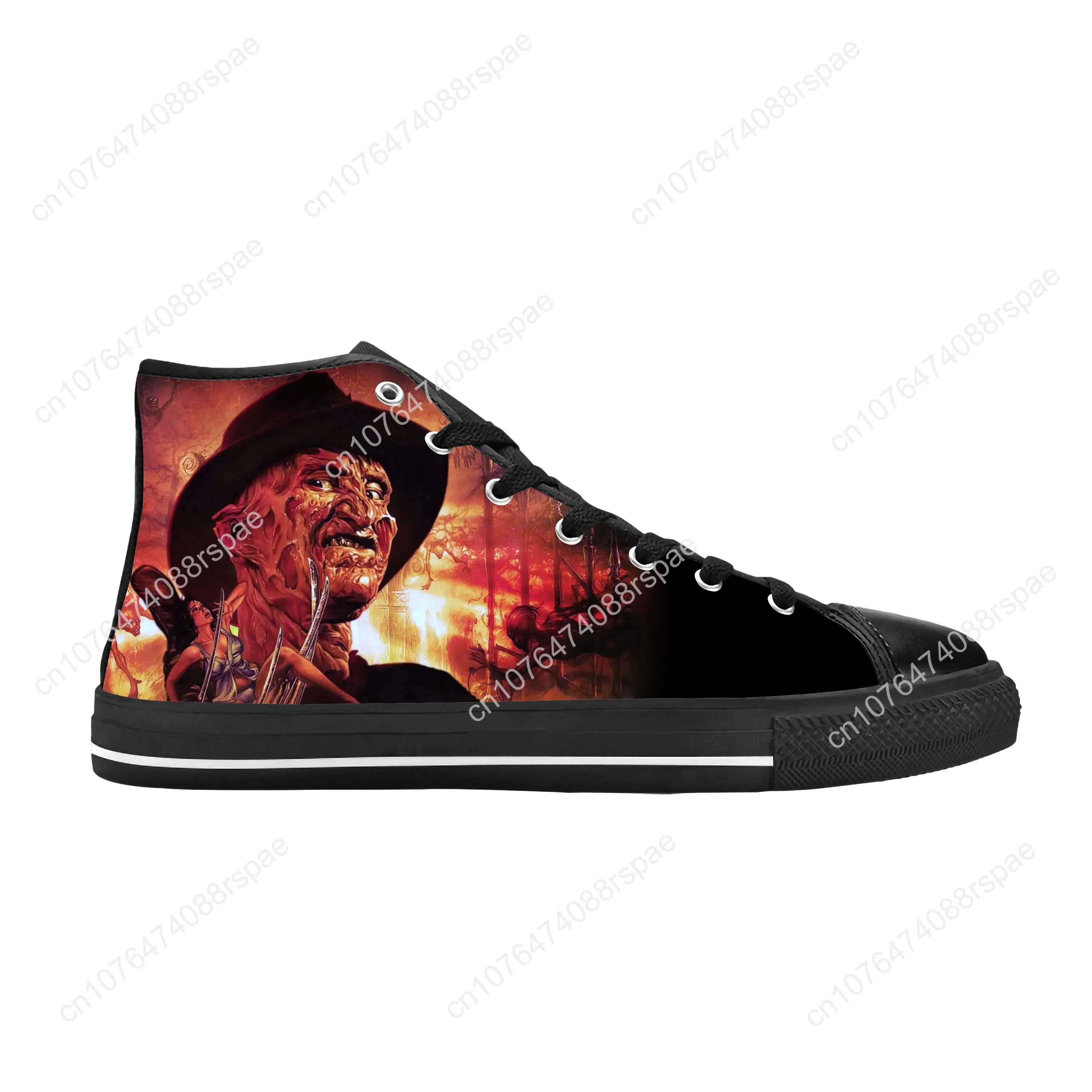 Kruegers Street Horror Elm Scary Nightmare Freddy zapatos de tela informales, Zapatillas altas cómodas y transpirables con estampado 3D para hombres y mujeres