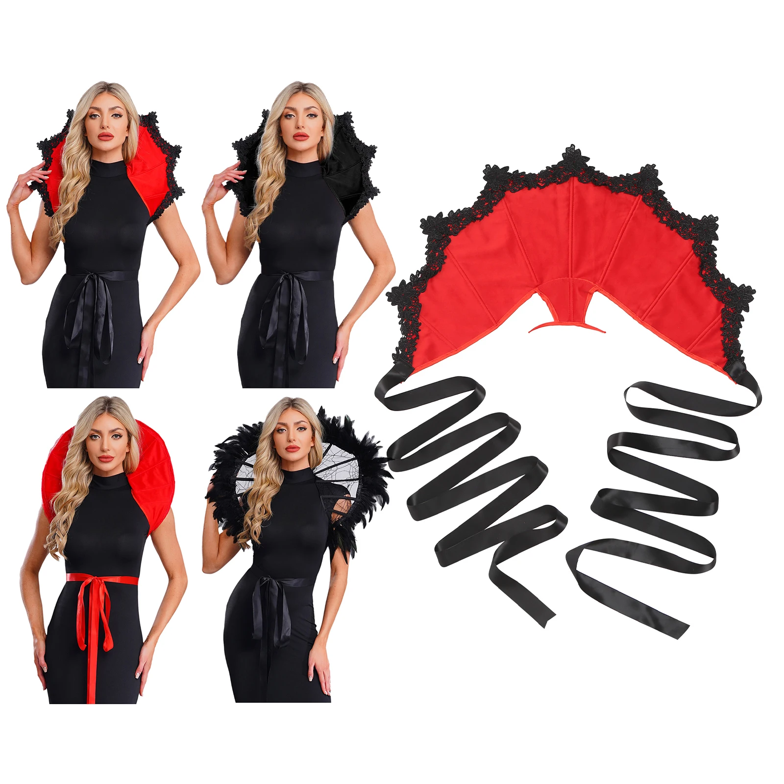 Accessorio per costume da collare da vampiro con colletto da vampiro, colletto rialzato disossato, unisex adulto, donna, uomo, Halloween