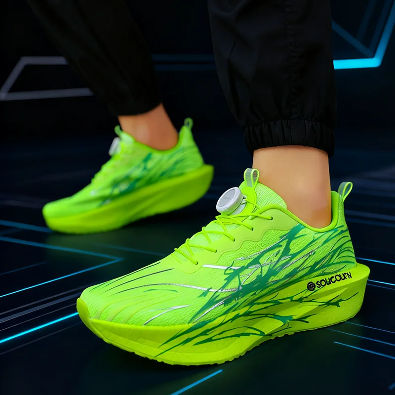 Men's Women's Couple Rotary‑Knob Running Shoes, Double‑Mesh Breathable No‑Tie Sneakers, Plus‑Size Thick‑Sole Rebound Cushioned A