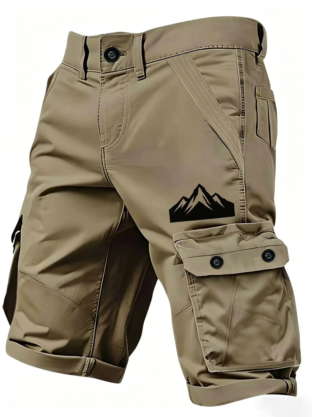 Men's Cargo Shorts Mountain Print Multi-Functional Utility Pockets Non-Stretch Fabric Zipper Closure Outdoor Survival Sty