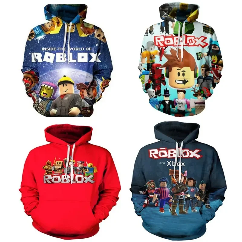 ROBLOX Game Animation Peripherals 3D Digital Printing Sweater Hooded Pullover Fashion Sweater Birthday Gift for Girls Kids Boys