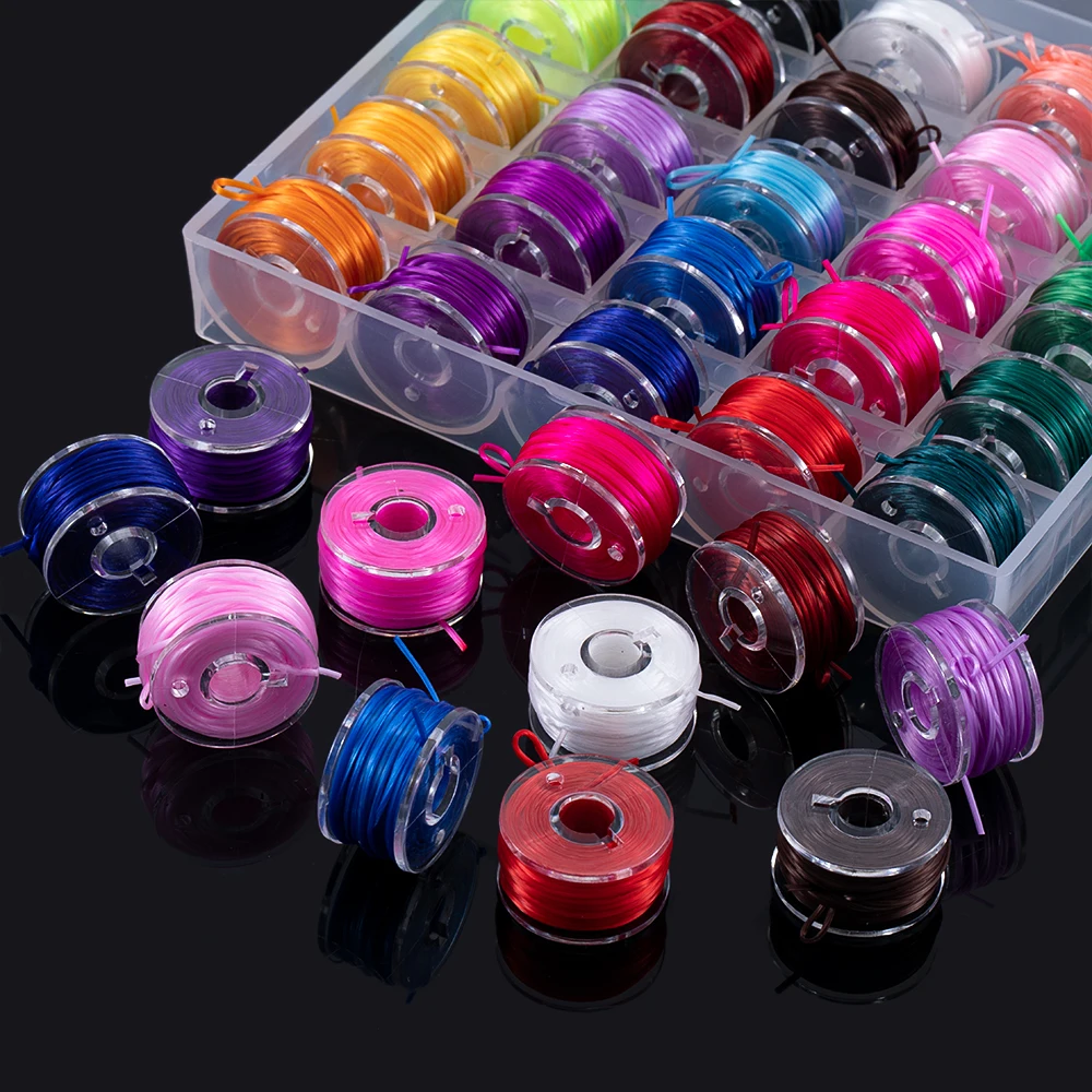 

25 рулонов/коробка, разноцветный плоский эластичный браслет, полиэстер, кристаллический шнур, шнур для изготовления ювелирных изделий, браслет, ожерелье, пластиковая коробка для хранения