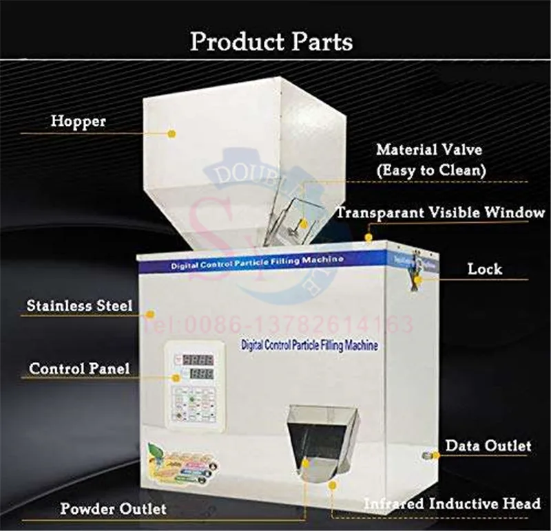 120g Semi-Automatic Electric Zip Lock Bag Powder Small Digital Control Particle Weighing Filling Packaging Machine 110V