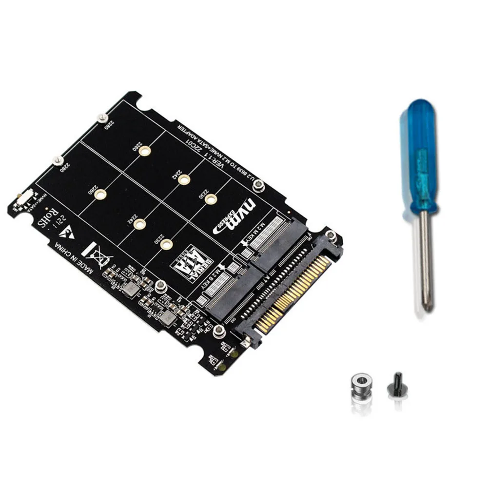 2 In 1 M.2 NVMe SATA U.2 Expansion Card Adapter PCIe4.0x4 Adapter Card M.2 NVME Key M Key B To U.2 for 2230/2242/2260/2280 SSD