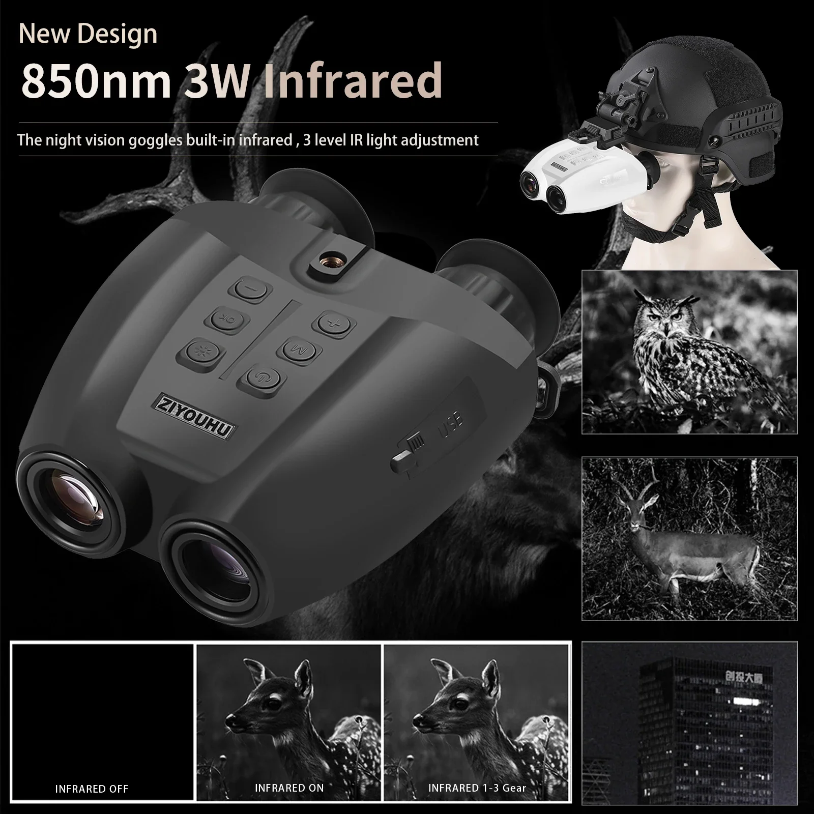 PVS-32 Helmet Night Vision Digital Infrared Binoculars HD 1080P Video Camera 8X Zoom Long Range Head Mounted Night Vision