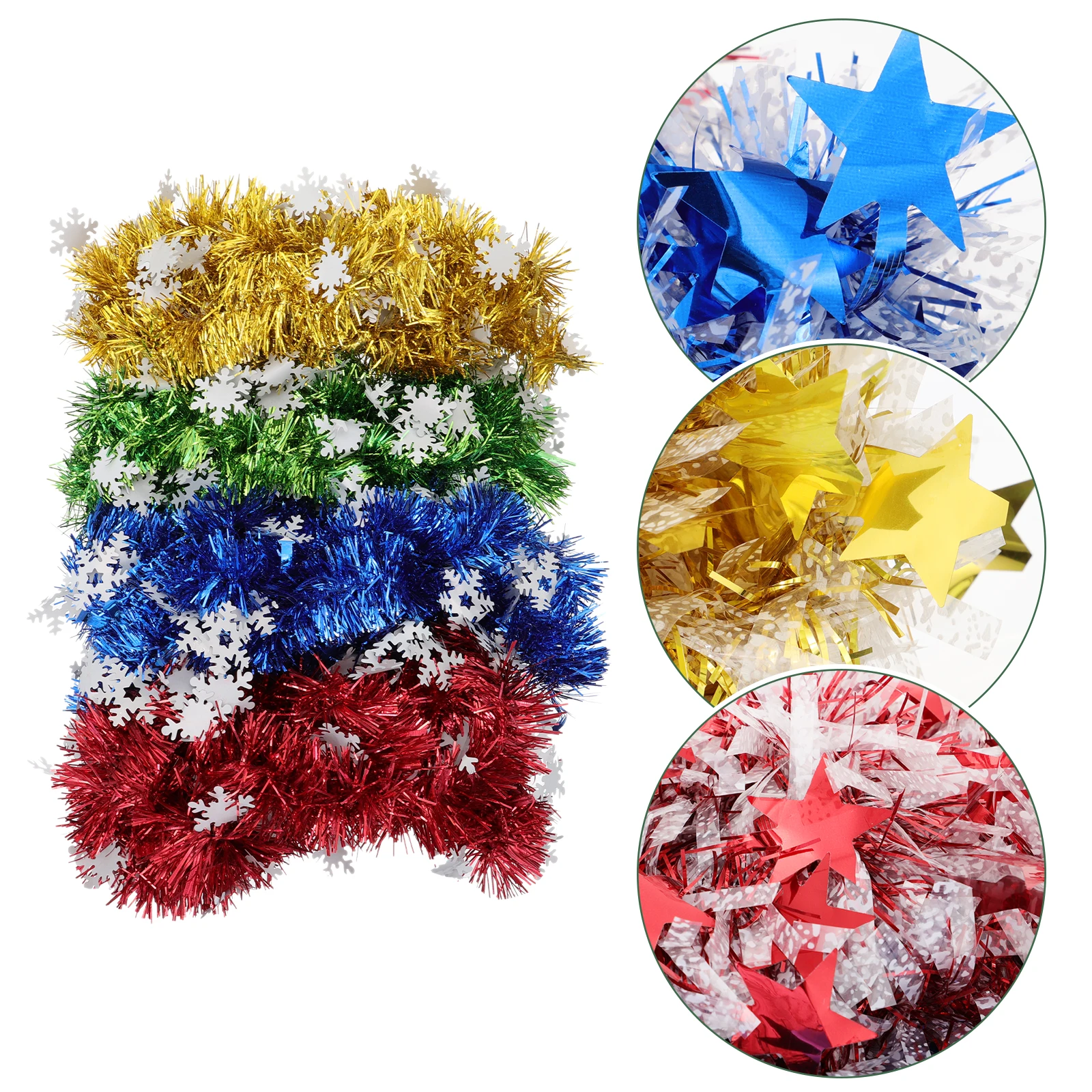 

4 Pcs Snowflakes Decorative Color Strips Decoration Ribbons Decorate Holiday Christmas Garlands Birthday Party Pvc Supplies