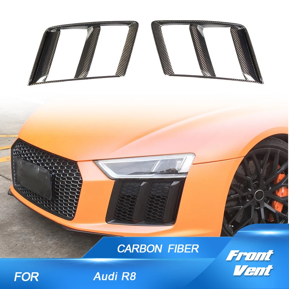 Car Front Bumper Splitters Fog Lights Lamp Air Vents Covers for Audi R8 2016 - 2018 Prepreg Dry Carbon Fog Lamp Cover Trims