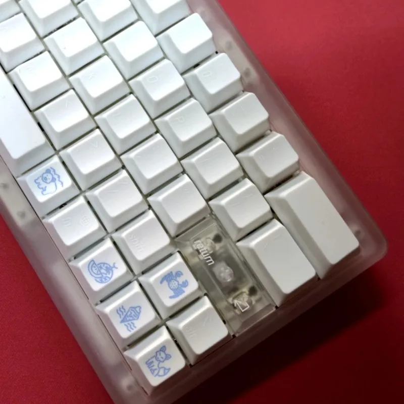 LeleDesign Hokkaido Keycaps Custom PBT Cherry Key Cap Cute White Simple Cartoon Anime Point Key Caps for MX Switch Wooting 60