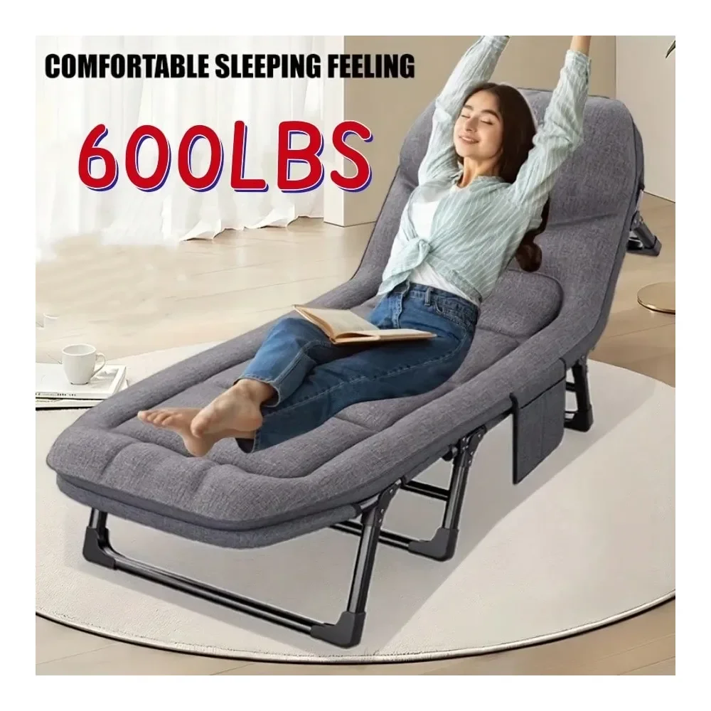 

Складная кровать для кемпинга, усиленная, с регулируемым подголовником, идеально подходит для семейного отдыха, кемпинга и обедов на природе