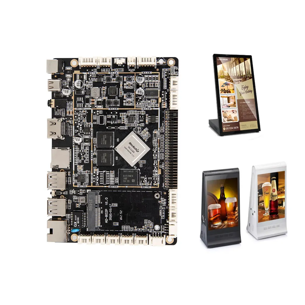 Tablette robuste Android intégrée carte mère industrielle lvds edp HD 4K RK3288 carte mère quad core pour distributeur automatique de kiosque