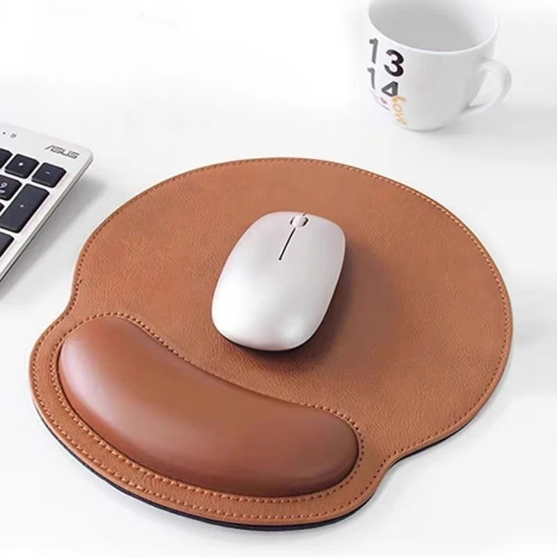 

Коврик для мыши из искусственной кожи, мягкий защитный коврик для запястья, подставка для рук, компьютерный круглый сплошной цвет, клавиатура для мыши, нескользящий коврик, аксессуары для геймеров