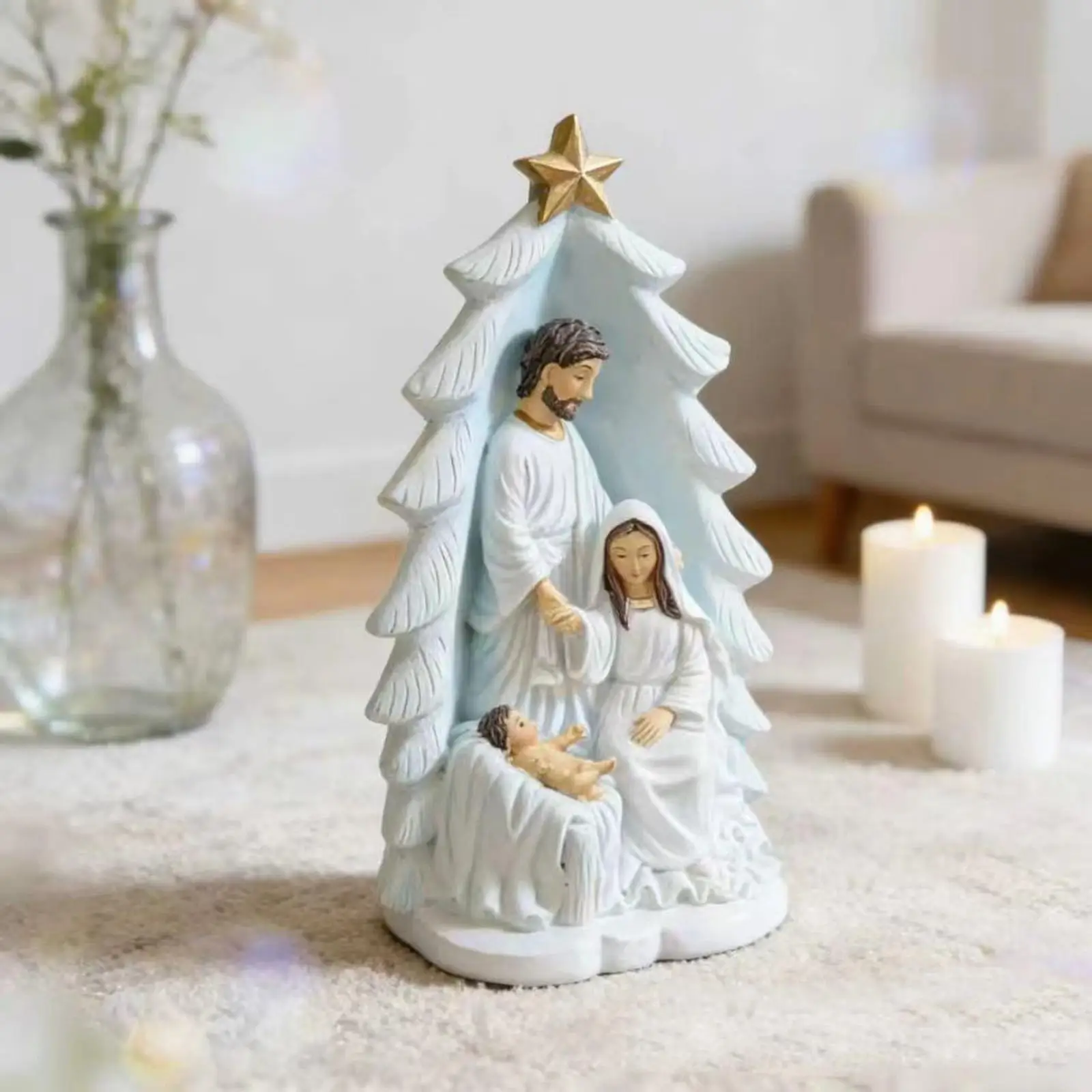 Christmas Nativity Scene Figurine Sculpture Decorative Accessories Collectible