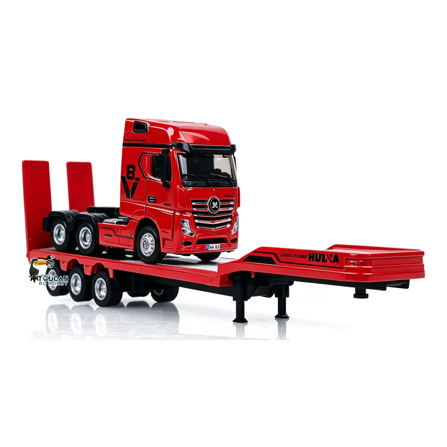 Auf Lager 9900 RTR HUINA 1/64 Ferngesteuerter Traktor-LKW mit 3-Achs-Sattelauflieger, Lichtern, Soundeffekten und Manuellen Stützbeinen – Detail 5