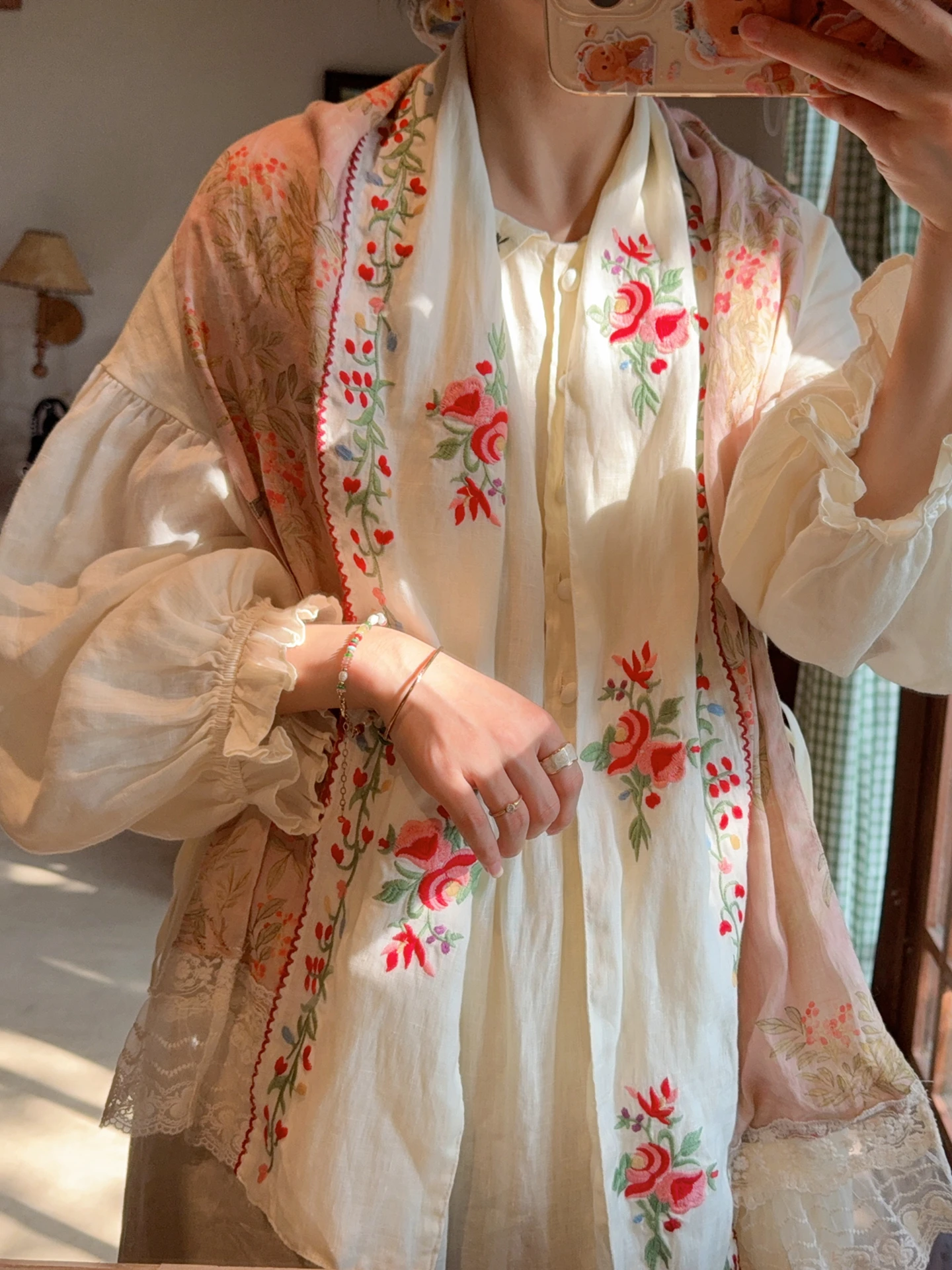 

TIYIHAILEY-Long Ramie Linen Lace Patchwork Scarf Autumn Winter Embroidery Fashion New 2025 Ladies Flowers