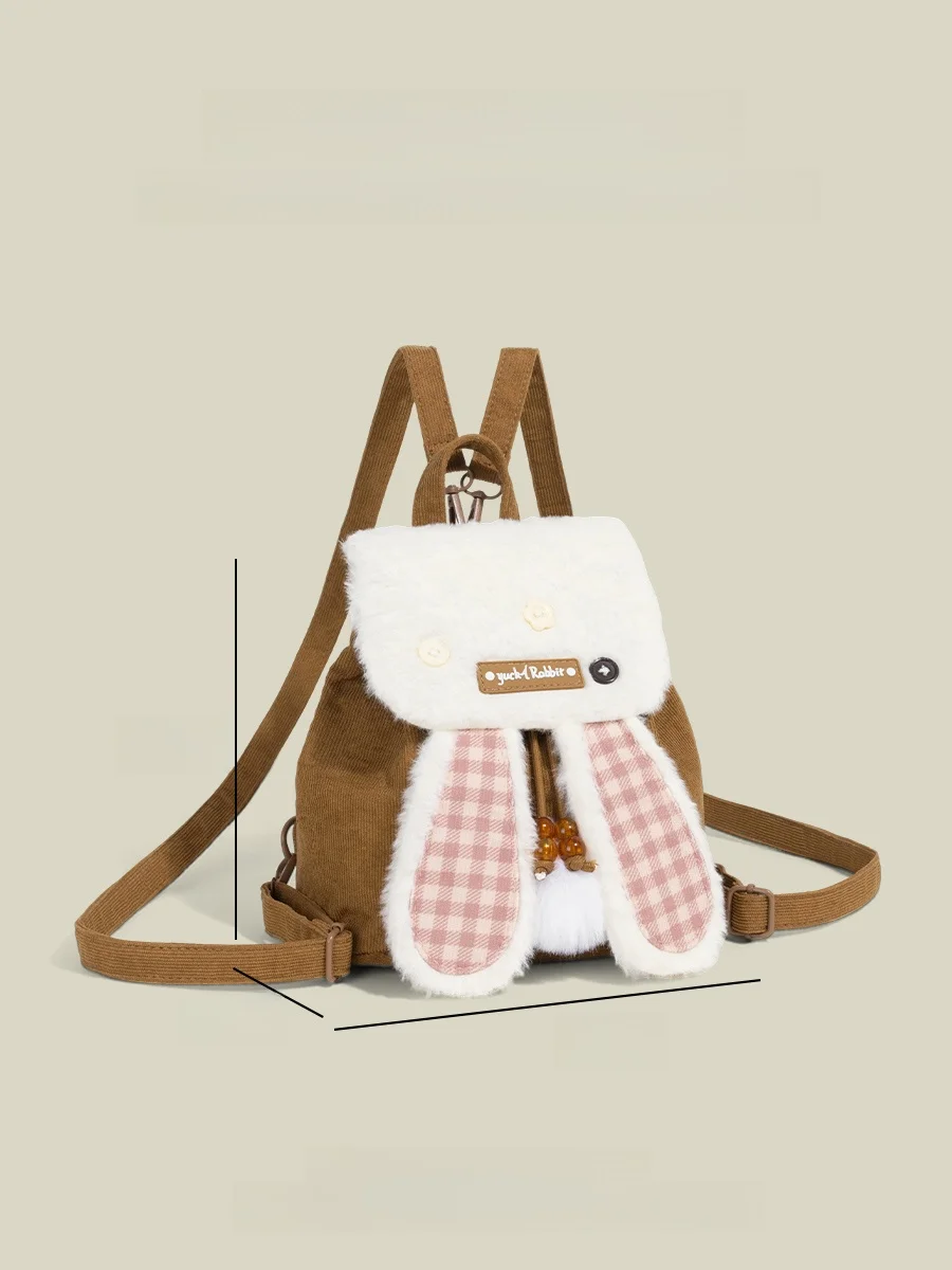 Cute Rabbit Ear Plush Backpack Women's Commuter Travel Crossbody Bag Soft Animal Shape Fashionable Youthful Style 2026 New Au...
