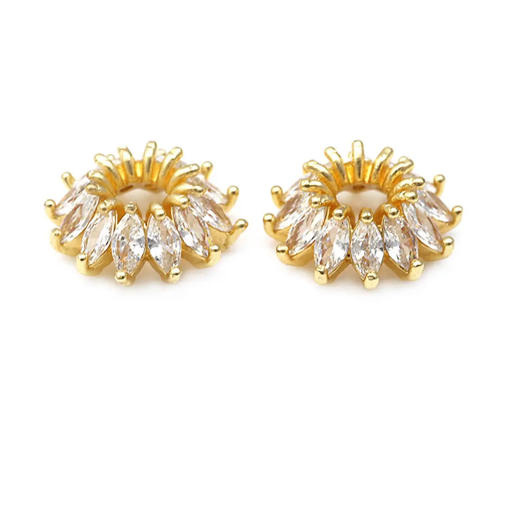 18K Goldfarbene Messing- und Zirkon-Blumenperlenkappen für Schmuck, Ohrringe, Perlenherstellung, DIY-Zubehör – Detail 10