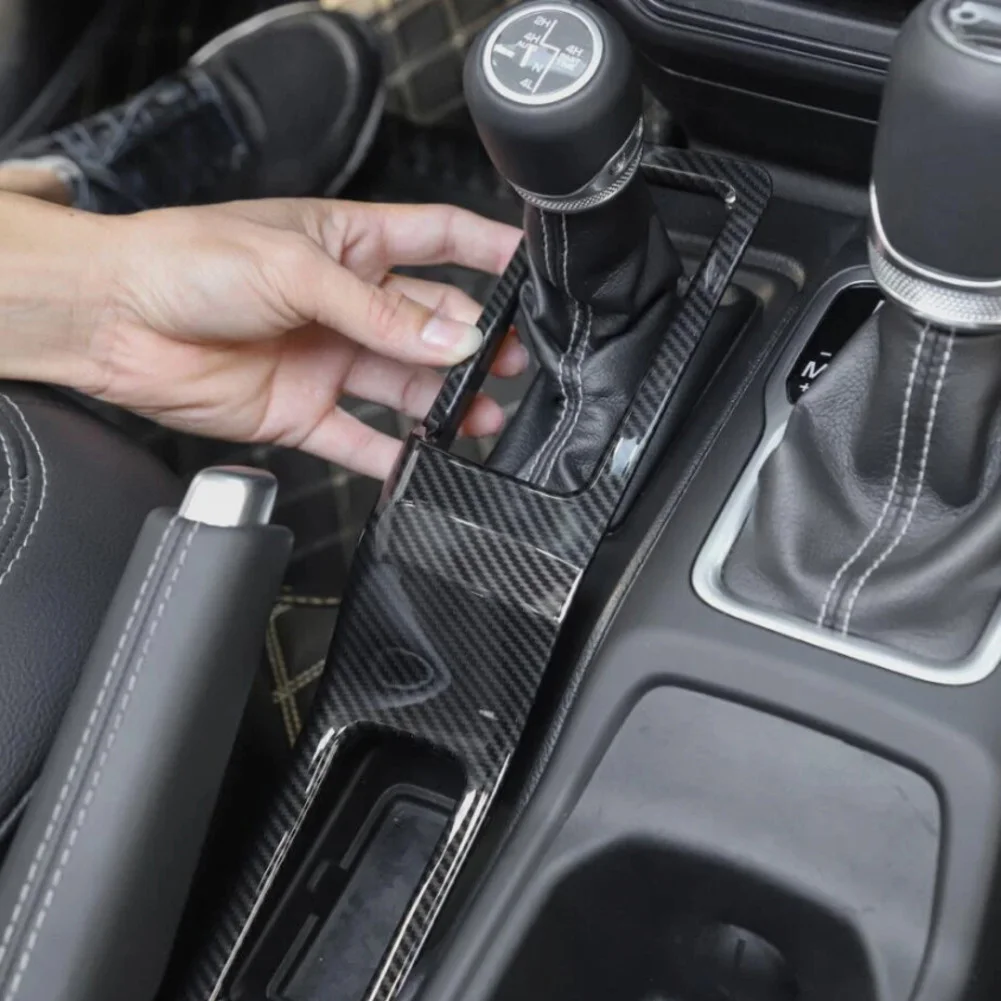Carbon Fiber Gear For Shift Panel Trim Cover For For Jeep For Wrangler For JL 2018 2019 2020 2021 2022 Black ABS Plastic Interio
