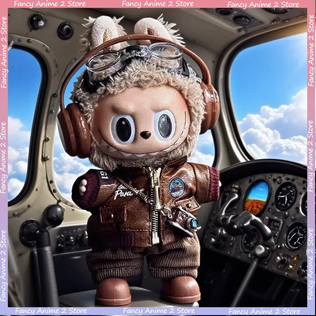 

Brown Retro Flying Jacket Fashion Labubu Doll Clothes Outfit Suitable for V1 V2 V3 Mini Plush Doll Clothing Accessories Gifts