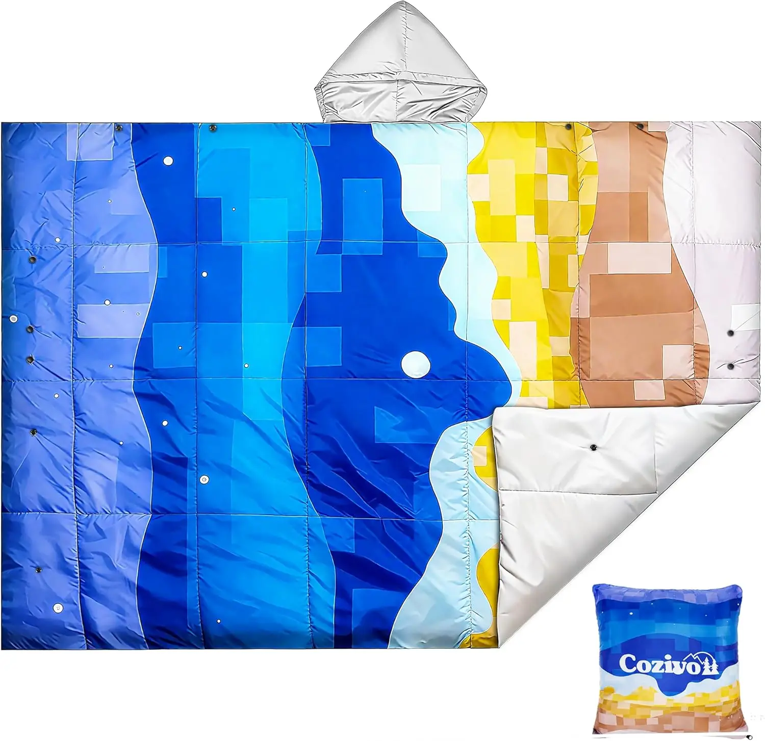 

Универсальное одеяло-плед 2-в-1 с капюшоном, водонепроницаемое и легкое, для путешествий, пляжа, пикников