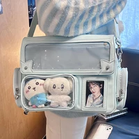 New Y2K Cute Ita Bag Harajuku Girl Transparent Pocket Large Capacity Crossbody Bag Lolita DIY Badge Display Casual Shoulder Bags - Image 4
