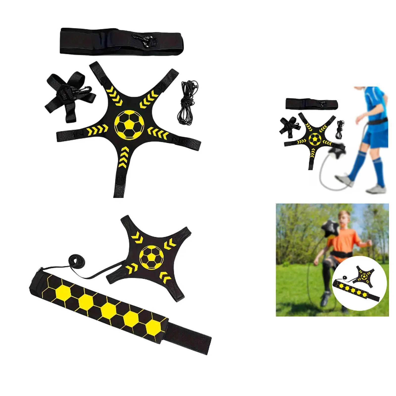Foot Kick Trainer Practice Tool Adjustable Waistband Solo Practice Training Belt for Control Skills Juggling Receiving