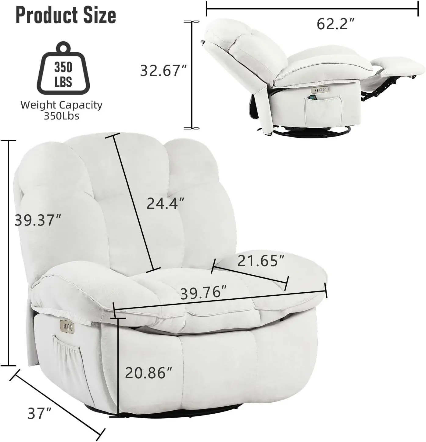 Power Recliner Chair Massage Rocker Recliner Chairs for Adults with Heated Oversized Rocker Swivel Chairs for Customized Comfort image 2