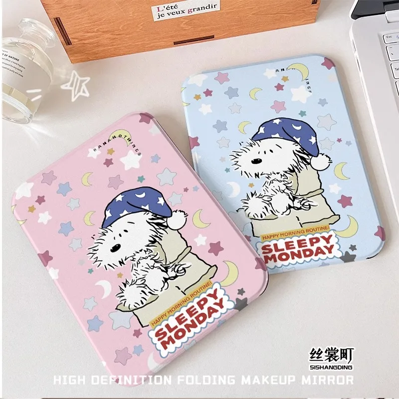 

Cartoon Snoopy Folding Makeup Mirror Home Door Office Double Flip-up Standing HD Desktop Desktop Mirror Girls Gift Wholesale