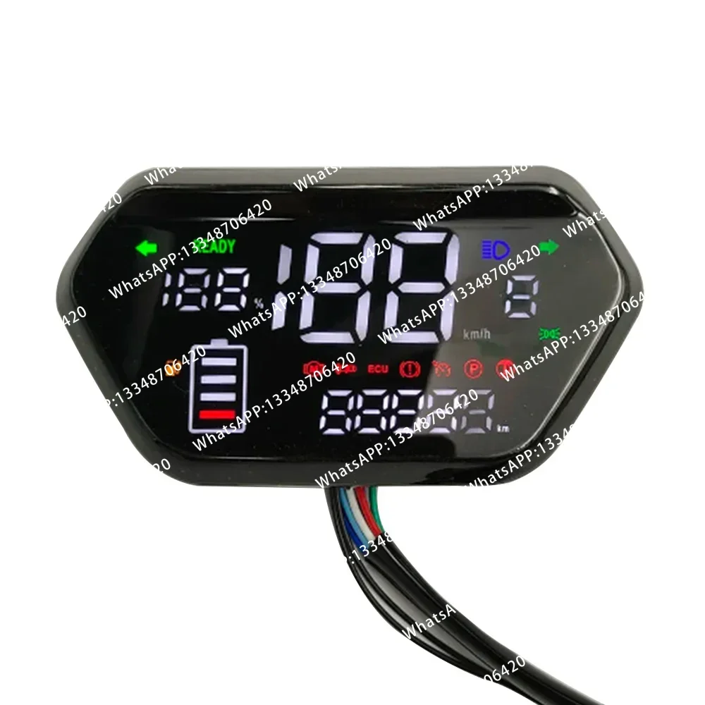 48V 60V 72V Electric Scooter Scooty Speed Instrument Meter Power Digital LED Motorcycles Display Speedometer One-line Instrument