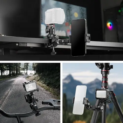 Imagen 2 del producto NEEWER-Super abrazadera con cabeza de bola Dual de 3 "", brazo mágico, adaptador de cabeza de bola, Zapata fría, soporte para teléfono, montaje de abrazadera para Cámara de Acción