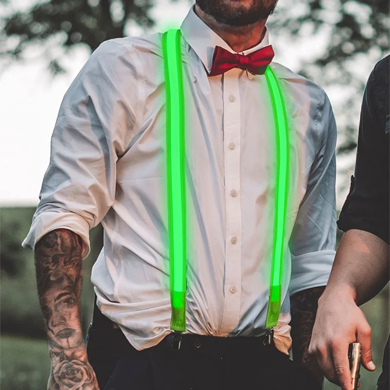 2PCS  with Tie LED Lights Hangers for Men Party Supplies  Wedding Party Accessories Glow-in-the-dark SD01