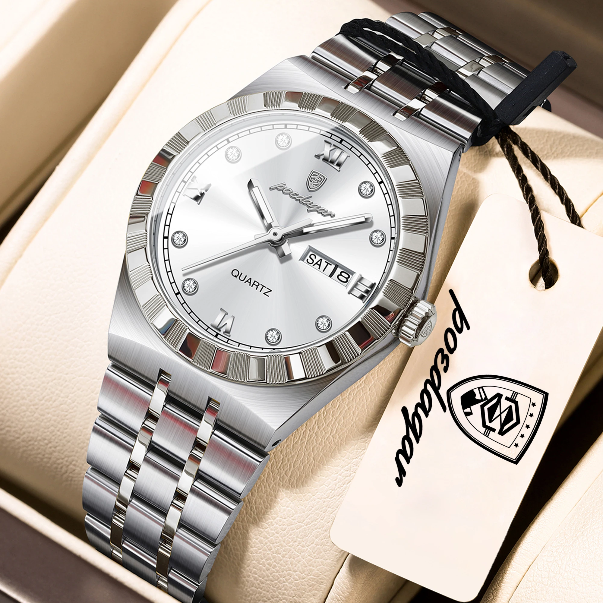 

POEDAGAR Trendy Ladies Clock Luminous Waterproof Week Date Women's Watch Stainless Steel Original Quartz Watches For Woman Reloj
