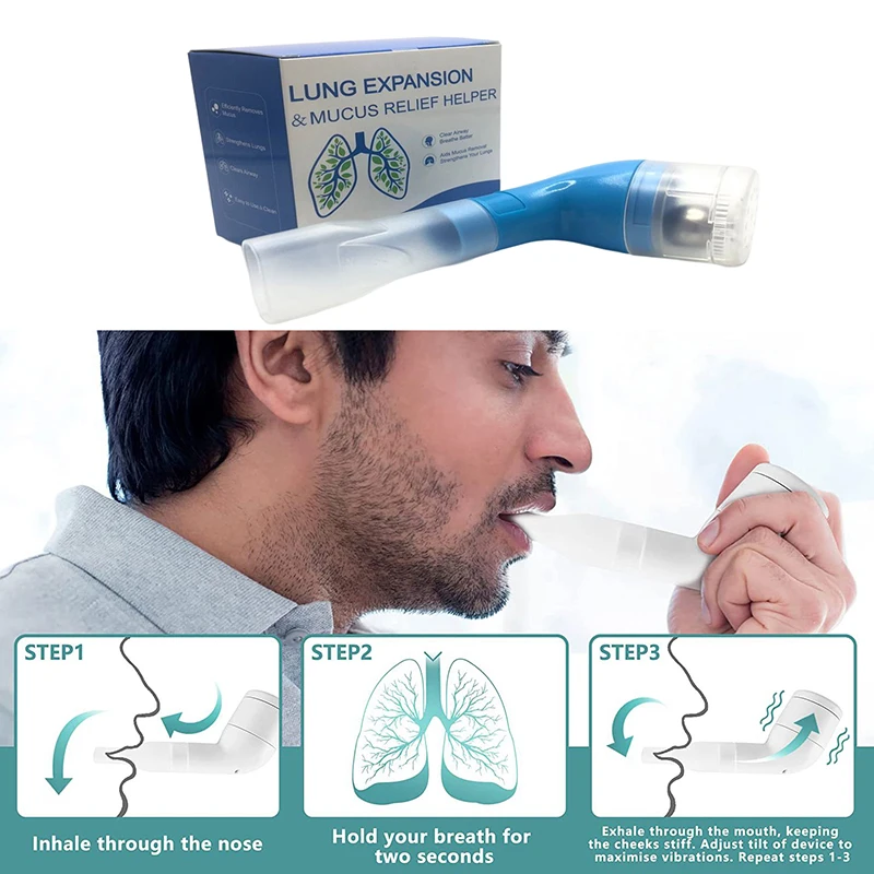 Dispositivo de eliminación de mucosidad, expansor de pulmones, entrenador respiratorio, eliminador de flema, respiración ajustable, vibración, expectorador, 1 unidad