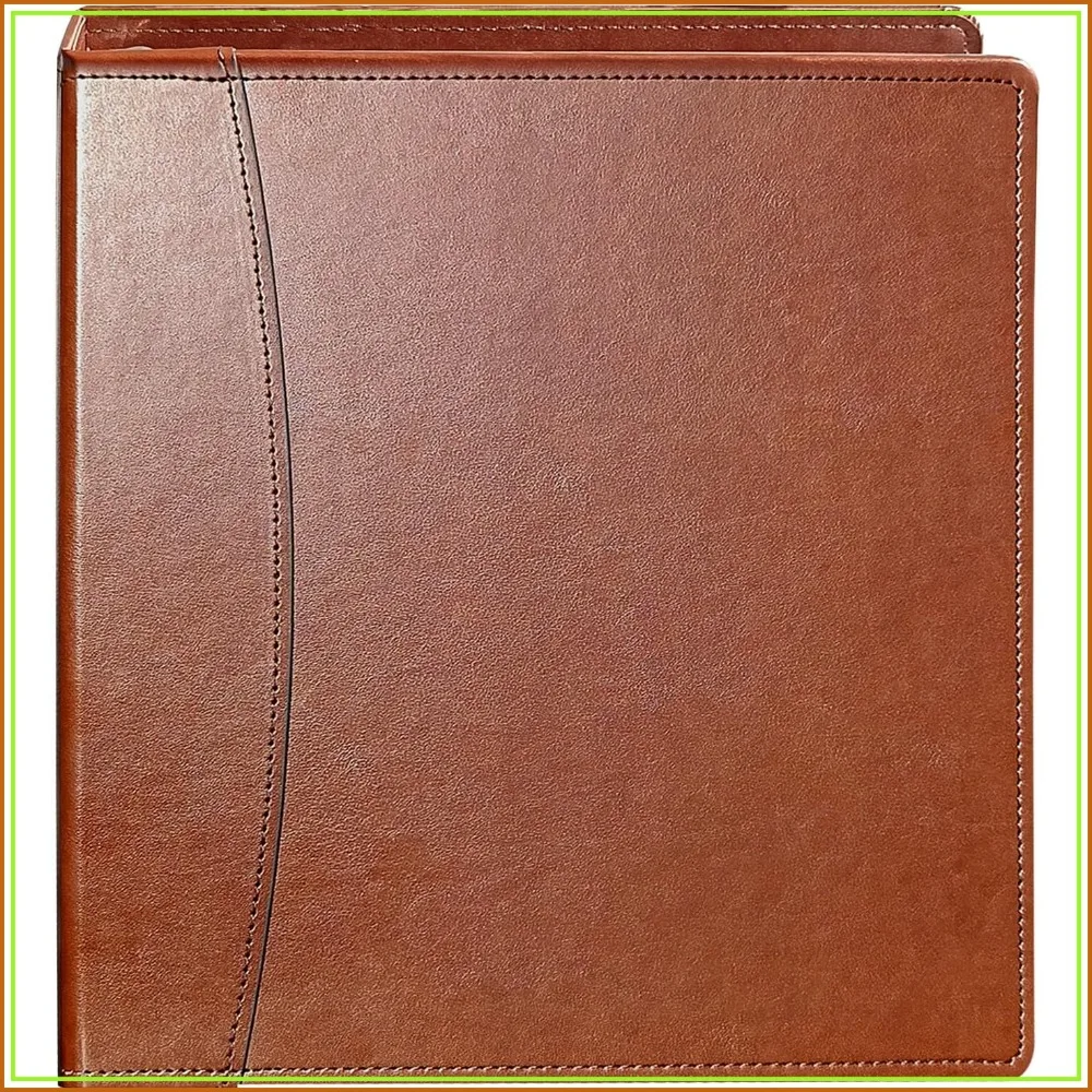 

Vintage Faux Leather 3-Ring Binder, 2-Inch Spine, Round Ring, Letter Size 8.5x11, Built-in Pockets, Professional Document Binder