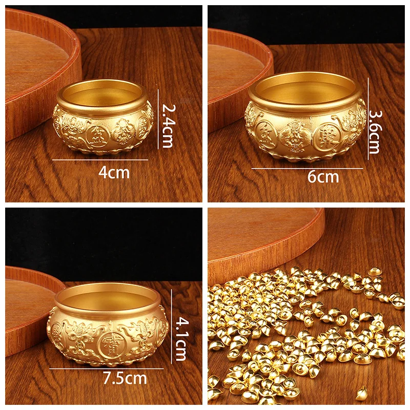 Cornucopia Feng Shui Treasure Bowl Brass Copper Wealth Figurine Attract Wealth Treasure Bowl With Gold Ingots Home Decor Crafts