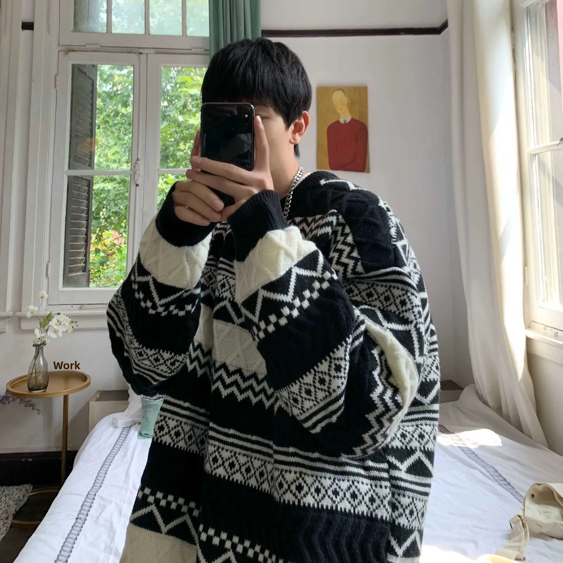 Thiened Cisas سترة زوجين مطابقة الرجال اليابانية Sle الرجعية كسول الراقية خمر الشتاء محبوك irt ملابس داخلية #2