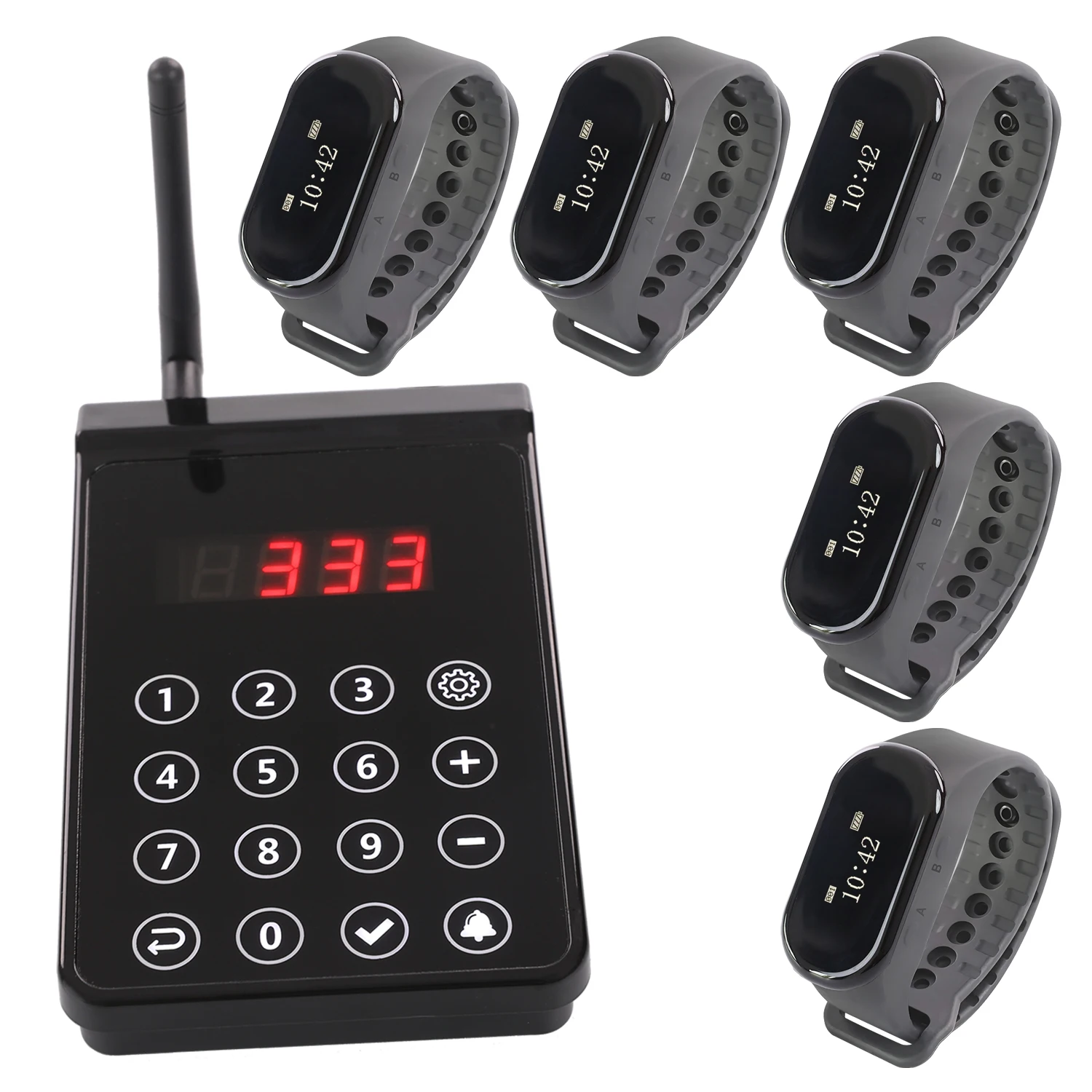 Wireless Watch Pager System Keyboard Restaurant Pager Waterproof Break-proof Waiter Wristband For Restaurant Bar Coffee Shop